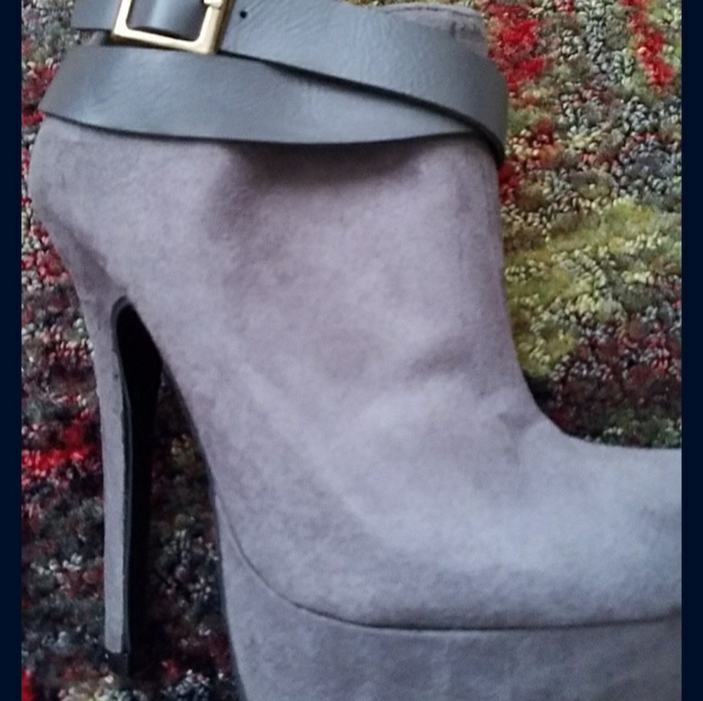 Grey Platform Booties - Picture 2 of 6